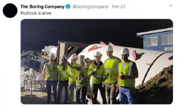 The Boring Company Prufrock is Alive