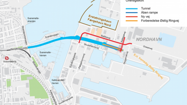 Nordhavn tunnel map - vejdirektoratet
