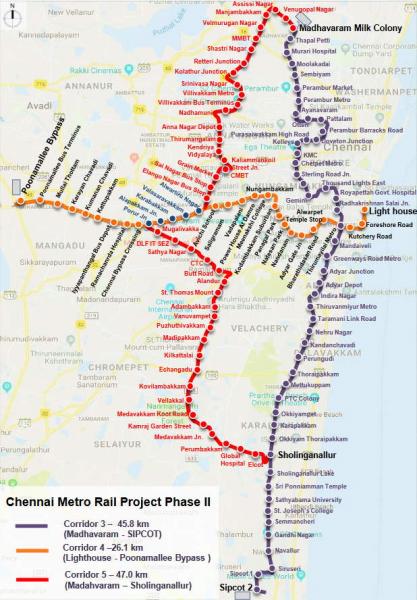 Chennai Metro Phase 2 Map