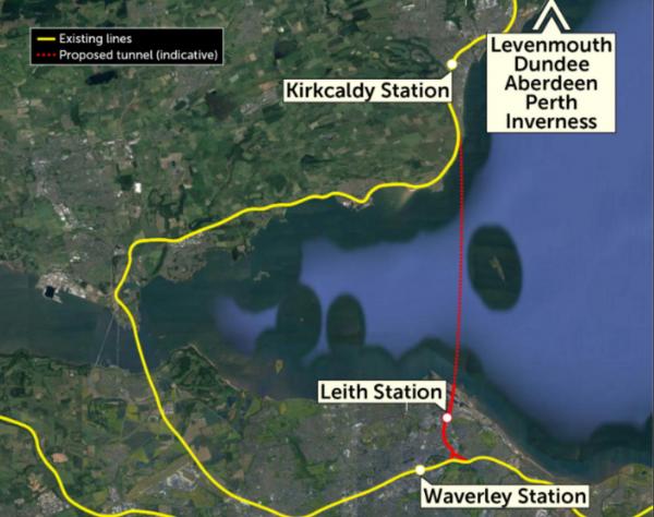 Firth of Forth Tunnel as proposed by Scottish Greens.