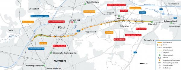 Deutsche Bahn Fürth Güterzugtunnel map