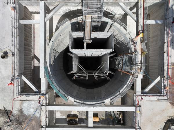 HS2 Aerial view looking directly down the shaft at Little Missenden