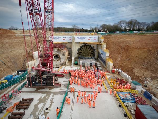 240321 TBM Cecilia breakthrough at Chiltern Tunnel North Portal