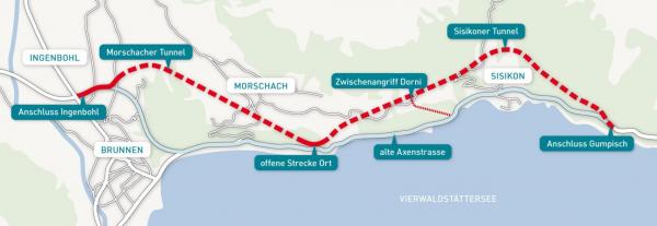 Overview of the “A4 Neue Axenstrasse” project including the Sisikon Tunnel