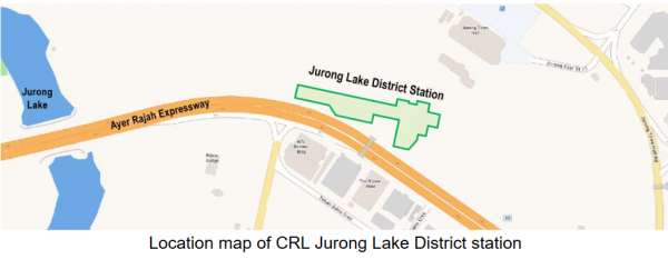 Location map of CRL Jurong Lake District station