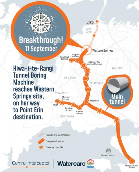 Watercare Auckland Central Interceptor TBM Western Springs Breakthrough